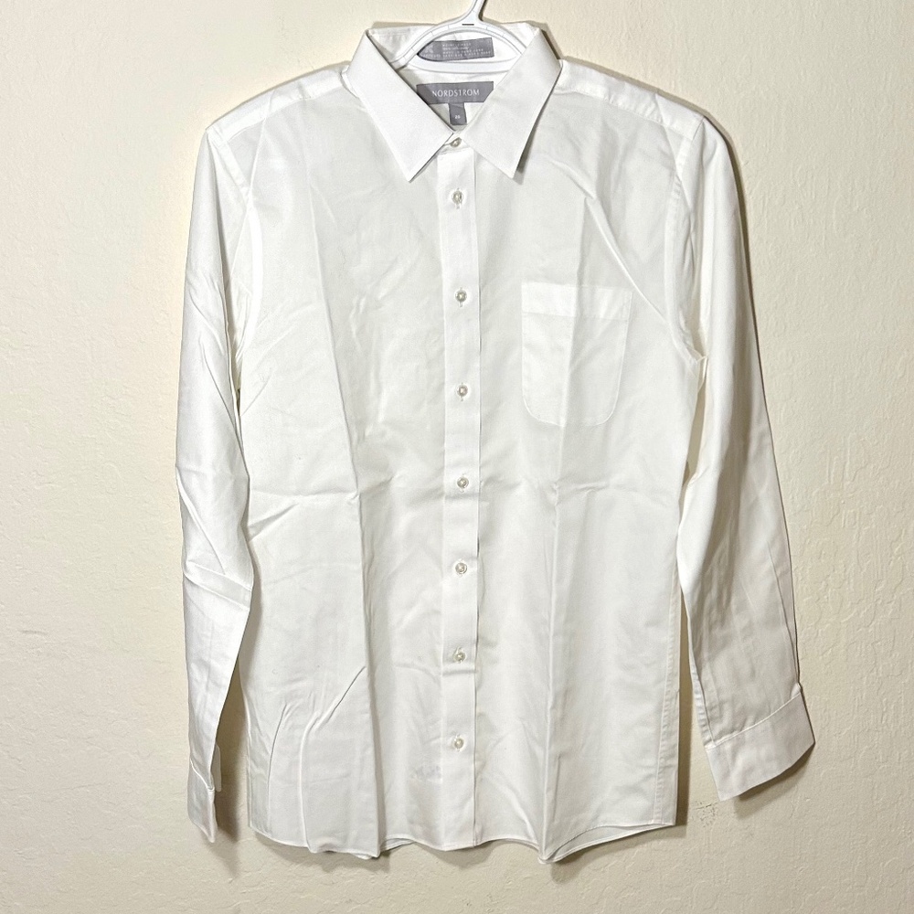 Nordstrom Big Boys White Button Down Dress Shirt Size 20